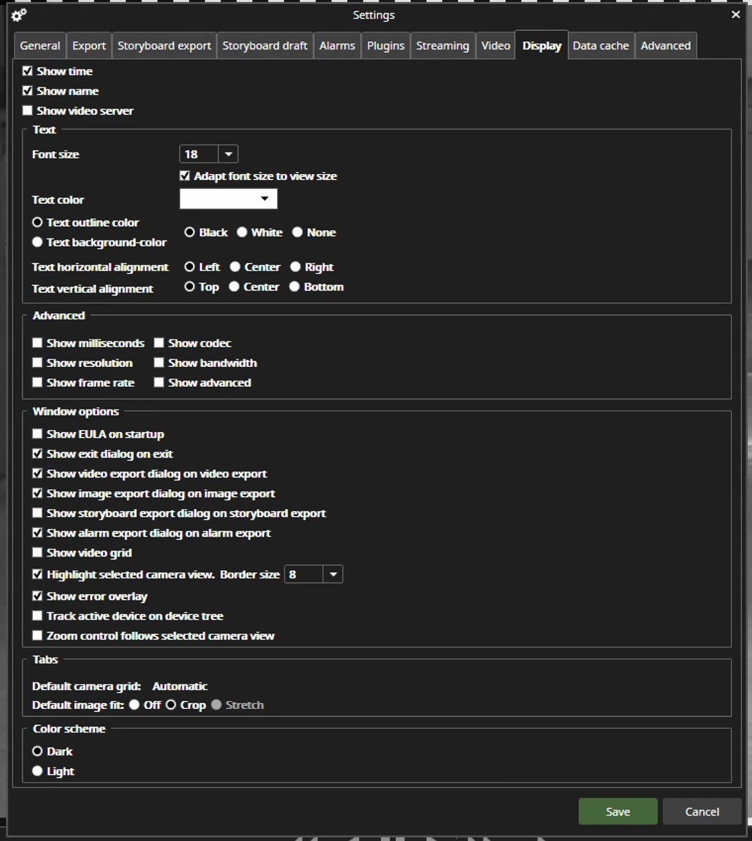 Spotter Display Settings | Mirasys Help Center